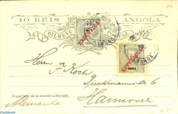 Angola 1915 Postcard 10c, Uprated To Hannover, Used Postal Stationary - Angola