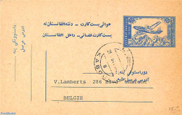 Afghanistan 1964 Postcard 75p To Belgium, Used Postal Stationary, Transport - Aircraft & Aviation - Vliegtuigen