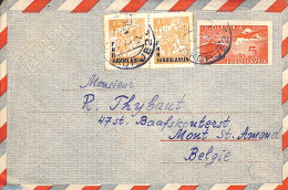Yugoslavia 1951 Aerogramme , Uprated To Belgium, Used Postal Stationary, Aircraft & Aviation - Briefe U. Dokumente
