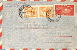 Yugoslavia 1951 Aerogramme, Uprated To USA, Used Postal Stationary - Briefe U. Dokumente