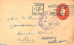 Australia 1951 Envelope 3d, To Victoria, Address Unknown, Used Postal Stationary - Brieven En Documenten