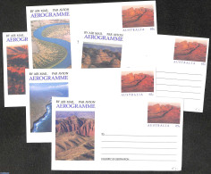 Australia 1990 Set Of 5 Aerogrammes, Views, Unused Postal Stationary - Cartas & Documentos