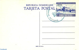 Dominican Republic 1948 Illustrated Postcard 2c, Unused With Postmark, Used Postal Stationary, Science - Telecommunica.. - Telekom