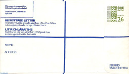 Ireland 1985 Registered Envelope 26p, Unused Postal Stationary - Brieven En Documenten