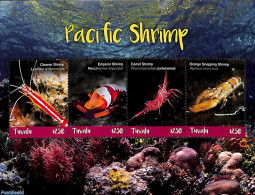 Tuvalu 2018 Pacific Shrimp 4v M/s, Mint NH, Nature - Shells & Crustaceans - Mundo Aquatico