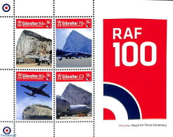 Gibraltar 2018 100 Years RAF 4v M/s, Mint NH, Transport - Aircraft & Aviation - Airplanes