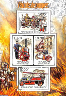 Burundi 2012 Fire Engines S/s, Mint NH, Automobiles - Fire Fighters & Prevention - Motorcycles - Autos