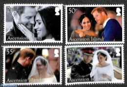 Ascension 2018 Prince Harry And Meghan Markle Wedding 4v, Mint NH, History - Kings & Queens (Royalty) - Familles Royales
