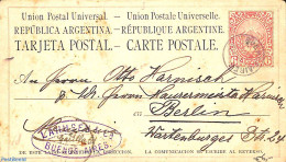 Argentina 1886 Postcard 6c To Berlin, Used Postal Stationary - Briefe U. Dokumente