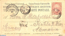 Argentina 1889 Postcard 6c To Germany, Used Postal Stationary - Briefe U. Dokumente