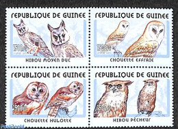 Guinea, Republic 2001 Owls 4v [+], Mint NH, Nature - Birds - Birds Of Prey - Owls - Other & Unclassified