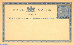 Jamaica 1890 Postcard HALF PENNY On 1d, Unused Postal Stationary - Jamaica (1962-...)