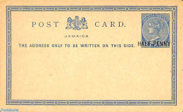 Jamaica 1890 Postcard HALF PENNY On 1d, Unused Postal Stationary - Jamaique (1962-...)