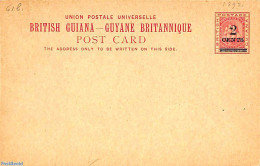 Guyana 1892 Postcard 2c On 3c, Unused Postal Stationary - Guyane (1966-...)