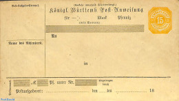 Germany, Wurtemberg 1886 Postal Money Order 15pf, Unused Postal Stationary - Autres & Non Classés