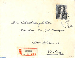 Netherlands 1944 NVPH No. 421 On Registered Letter From Utrecht To Voorburg, Brown Spots, Postal History - Briefe U. Dokumente