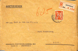 Netherlands 1941 NVPH No. 385 On Registered Letter To Ede, Postal History - Cartas & Documentos