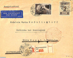Netherlands Indies 1934 Registered Airmail Letter From PEMATANGSIANTAR To Germany, Postal History - Other & Unclassified