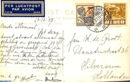 Netherlands Indies 1937 Postcard From PENGALENGAN To Hilversum, Postal History - Other & Unclassified