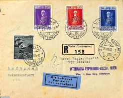 Liechtenstein 1933 Registered Airmail Letter  To Vienna, First Day Cancellation For Franz I Set (28/08/1933), First Da.. - Lettres & Documents