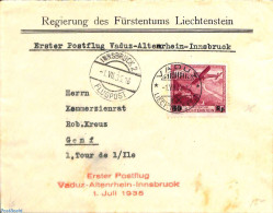 Liechtenstein 1935 Special Flight Vaduz-Altenrhein-Innsbruck, Postal History, Aircraft & Aviation - Storia Postale