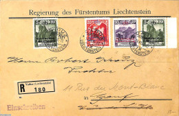 Liechtenstein 1934 Official Registered Letter To Geneva, All Stamps Perf. 10.5!, Postal History - Briefe U. Dokumente