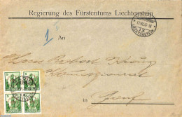 Liechtenstein 1934 Official Mail With Block Of 4 Mi.No. D11, Postal History - Brieven En Documenten