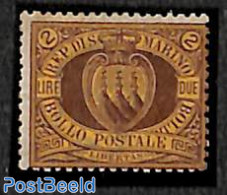 San Marino 1892 2L, Stamp Out Of Set, Unused (hinged) - Ongebruikt