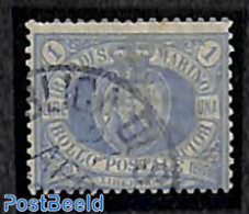 San Marino 1894 1L Blue, Used, Used Stamps - Used Stamps