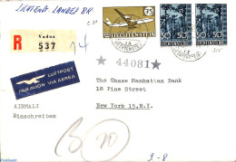 Liechtenstein 1961 Letter From Vaduz To New York, Postal History, Trees & Forests - Lettres & Documents