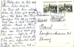 Liechtenstein 1946 Postcard From Vaduz To Basel, Postal History - Cartas & Documentos