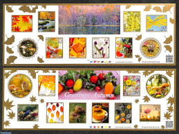 Japan 2018 Autumn Wishing Stamps 20v (2 M/s) S-a, Mint NH, Nature - Fruit - Mushrooms - Trees & Forests - Ongebruikt