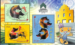 Singapore 2018 Macau 2018 Exposition S/s, Mint NH, Nature - Various - Dogs - Philately - New Year - Neujahr