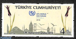 Türkiye 2018 UPU World CEO Forum 1v, Mint NH, Nature - Transport - Birds - Flowers & Plants - U.P.U. - Ships And Boat.. - Andere & Zonder Classificatie