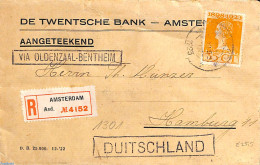 Netherlands 1923 Registered Letter From Amsterdam To Hamburg, Postal History - Briefe U. Dokumente