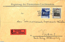 Liechtenstein 1932 Official Express Mail With Mi. No.'s D3B And D7A, Postal History - Covers & Documents