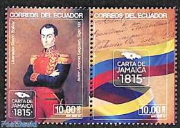 Ecuador 2016 Charta Of 1815 2v, Mint NH, History - Various - History - Maps - Art - Handwriting And Autographs - Geographie