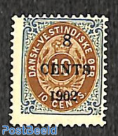Danish West Indies 1902 8c On 10c, Type I, Unused (hinged) - Deens West-Indië