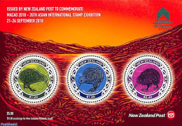 New Zealand 2018 Macau Stamp Exhibition S/s, Mint NH, Nature - Various - Birds - Philately - Round-shaped Stamps - Nuevos