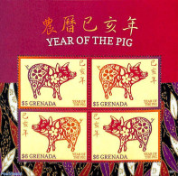 Grenada 2019 Year Of The Pig 4v M/s, Mint NH, Nature - Various - Cattle - New Year - Nouvel An