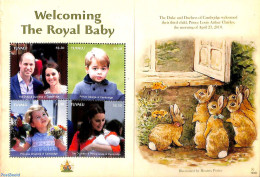Tuvalu 2018 Birth Of Prince Louis 4v M/s, Mint NH, History - Nature - Kings & Queens (Royalty) - Rabbits / Hares - Art.. - Familles Royales