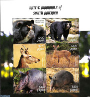 Guyana 2018 Mammals Of South America 6v M/s, Mint NH, Nature - Animals (others & Mixed) - Bears - Deer - Wild Mammals - Guyane (1966-...)