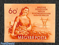 Hungary 1954 Labour Party Congress 1v, Imperforated, Unused (hinged) - Unused Stamps