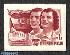 Hungary 1955 Youth Congress 1v, Imperforated, Unused (hinged) - Ongebruikt