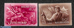 Hungary 1953 Soviet Friendship 2v, Imperforated, Unused (hinged), History - Various - Militarism - Maps - Unused Stamps