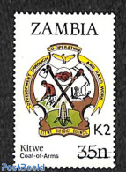 Zambia 1991 Coat Of Arms 2k On 35n 1v, Mint NH, History - Coat Of Arms - Zambie (1965-...)