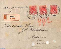 Netherlands 1918 Registered Letter From Baarn To Vianen 3x5c 'Bontkraag', Postal History - Lettres & Documents