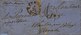 Netherlands 1864 Folding Letter From LEERDAM To Etaulier (F) , Postal History - Covers & Documents