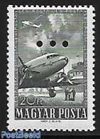 Hungary 1957 Airmail Definitive 1 V. With 3 Holes, Mint NH, Transport - Aircraft & Aviation - Ungebraucht