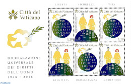 Vatican 2018 Human Rights M/s, Mint NH, History - Human Rights - Unused Stamps